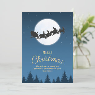 Convite Noite Azul Simples Papai Noel Sled Feliz Natal