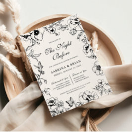 Convite Noite Branca Floral Preta Antes Do Janto De Ensaio