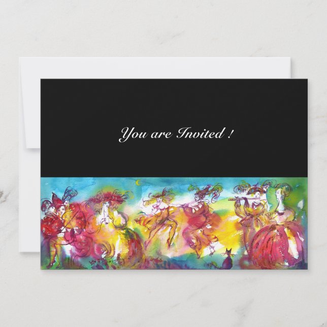 Convite NOITE CARNÍVEL, Mardi Gras Masqureade, Dança, Músi (Frente)