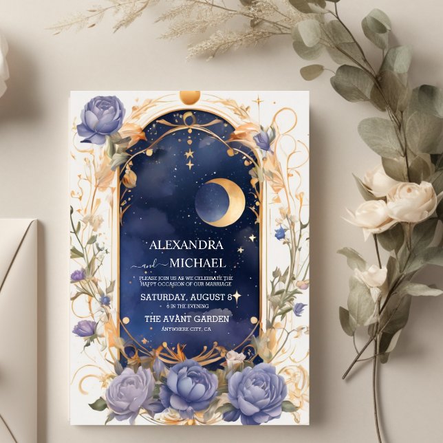 Convite Noite Celestial com Moldura Casamento Tradicional (Criador carregado)