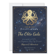 Convite Noite Celestial de Polvo Elegante Dourado