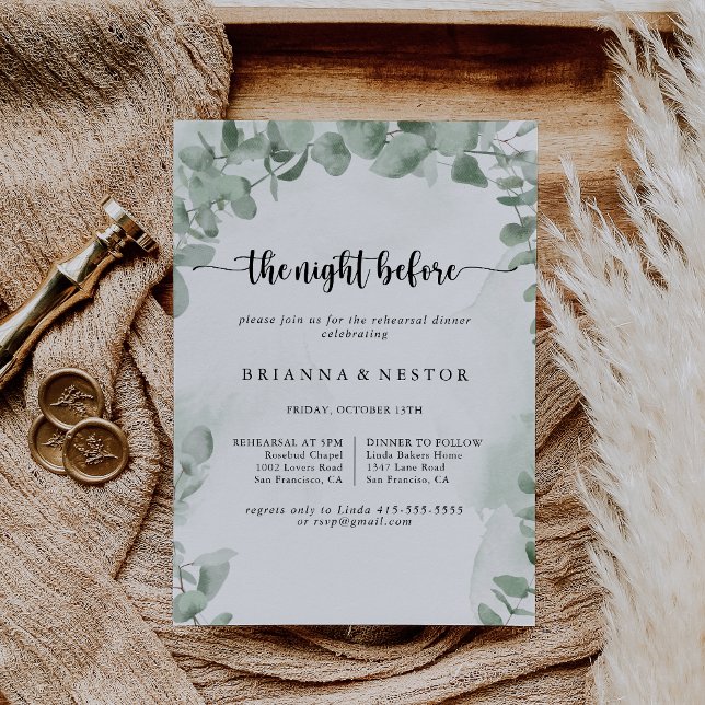 Convite Noite Clássica de Eucalyptus Antes do Janto de ens (Criador carregado)