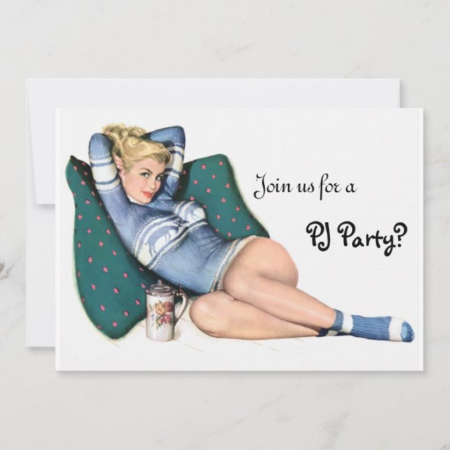 Convite Noite da Garota Retrô em Festa de Descanso de Slee (Frente)