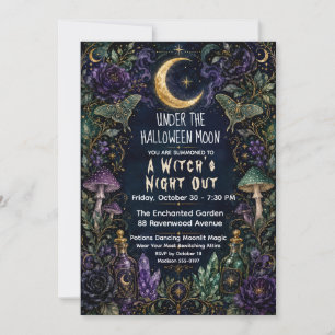 Convite Noite das Bruxas Festa da Lua de Halloween Botânic