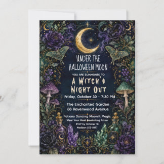 Convite Noite das Bruxas Festa da Lua de Halloween Botânic