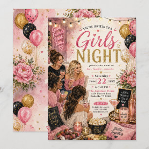 Convite Noite das Garotas Celebração Aconchegante