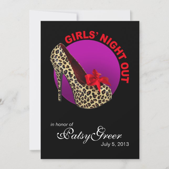 Convite Noite das Garotas de Saltos Altos Funky Leopardo (Frente)