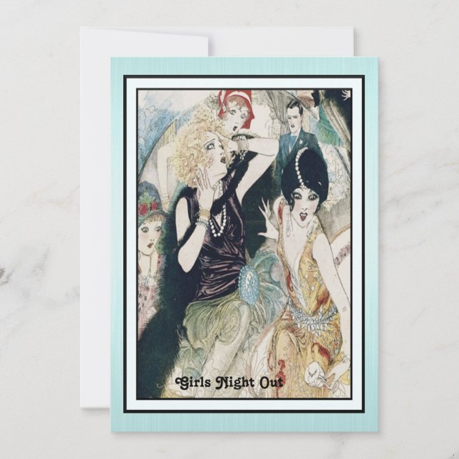 Convite Noite das Garotas Fora de Controle Arte Deco Vinta (Frente)