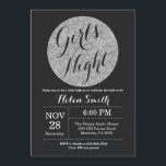 Convite Noite das Meninas Brilho Preto e Prata<br><div class="desc">Convite de Noite das Meninas Brilho Preto e Prata. Para personalização adicional,  clique no botão "Personalizar" e use nossa ferramenta de design para modificar este modelo.</div>