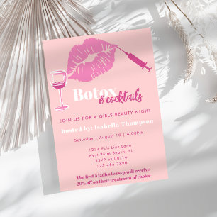 Convite Noite das Meninas com Botox Rosa Choque e Rosa Mod