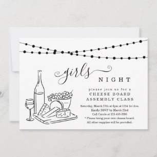 Convite Noite das Meninas Degustação de Vinhos e Festa de 