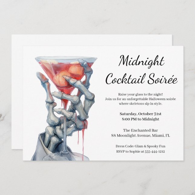 Convite Noite das Meninas do Halloween | Partido Spooktail (Frente/Verso)