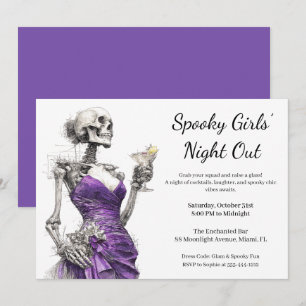 Convite Noite das Meninas do Halloween Partido Spooktail