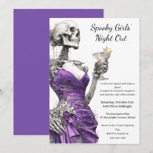Convite Noite das Meninas do Halloween Partido Spooktail