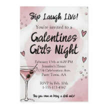 Noite das Meninas Galentine Martini Rosa e Preto