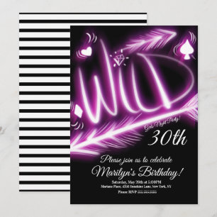 Convite Noite das Meninas Neon Selvagem 40º Aniversário Qu