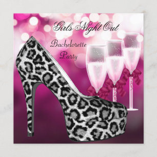 Convite Noite das Meninas Sapatos Rosa Saltos Champagne