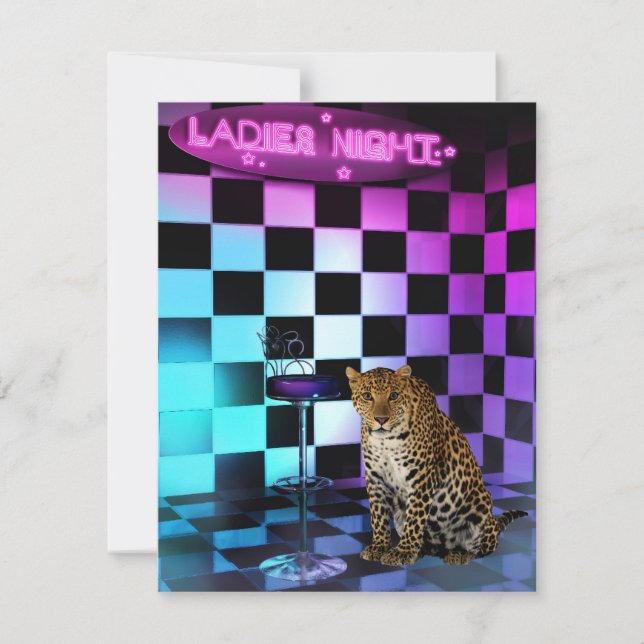 Convite Noite das Senhoras Clube de Leopardo Festa (Frente)