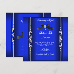 Convite Noite de Abertura Formal Gravata Preta Azul Prata