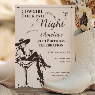 Convite Noite de Aniversário do Cowgirl Cocktail
