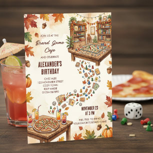 Convite Noite de Aniversário no Aconchegante Café de Jogos