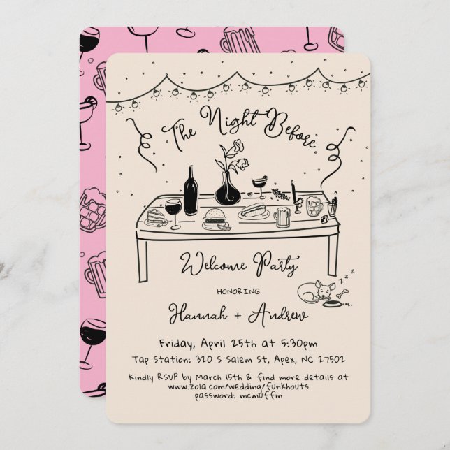 Convite Noite de Boas-vindas Casual Antes do Restaurante P (Frente/Verso)