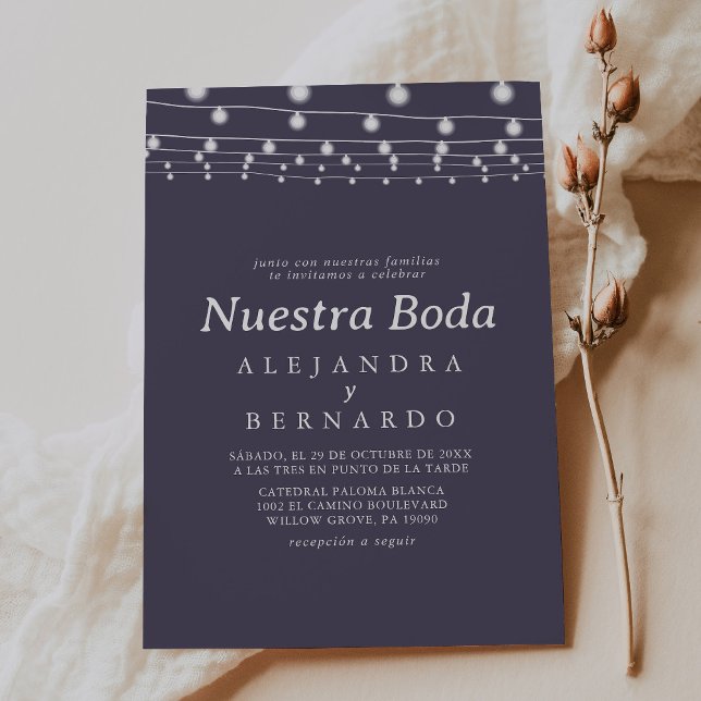 Convite Noite de Boda Boda, Luzes Russas Brancas (Criador carregado)