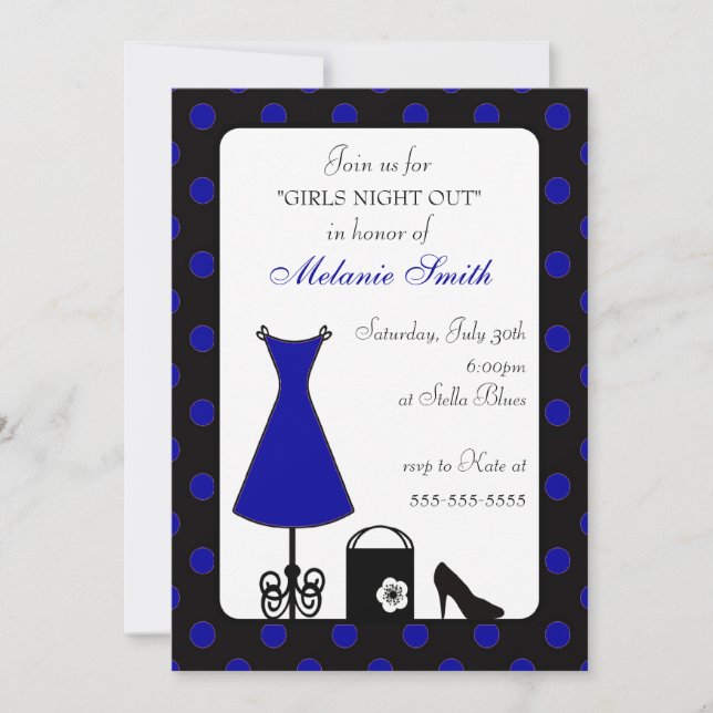 Convite Noite de Bolinhas Negra (Frente)