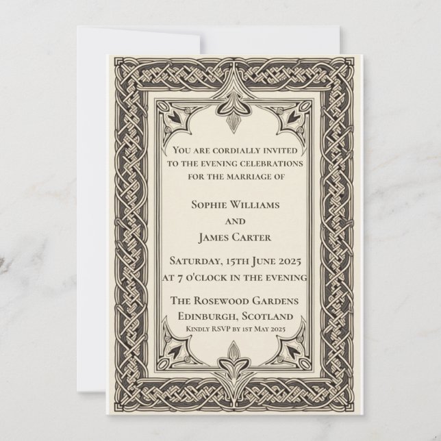 Convite Noite de Casamento com Nó Celta Escocês (Frente)