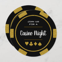 Noite de Casino Dourada e Negra Chip Birthday