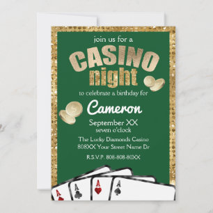 Convite Noite de Cassino de Diamantes Dourados Festa