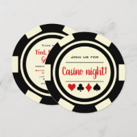 Noite de Cassino Ficha de Pôquer Preto e Branco