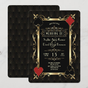 Convite Noite de Cassino Glam Ouro Art Deco 20s Casamento 