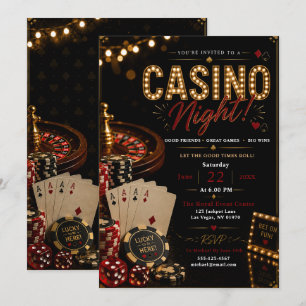 Convite Noite de Cassino Glamouroso
