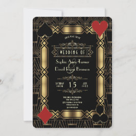 Convite Noite de Cassino Ouro Art Déco Casamento Gatsby 19