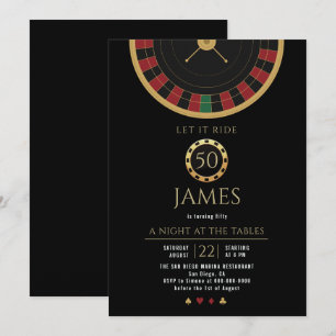 Convite Noite de Cassino Roleta Dourada 50º Aniversário Ma