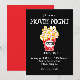 Convite Noite de Cinema com Pipoca
