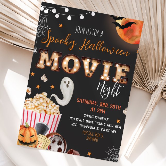 Convite Noite de Cinema da Festa de Halloween (Criador carregado)