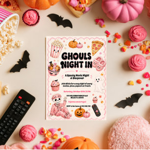 Convite Noite de Cinema de Halloween com Pernoite