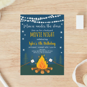 Convite Noite de Cinema de S'mores sob as Estrelas de Aniv