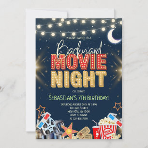 Convite Noite de Cinema no Quintal de Aniversário