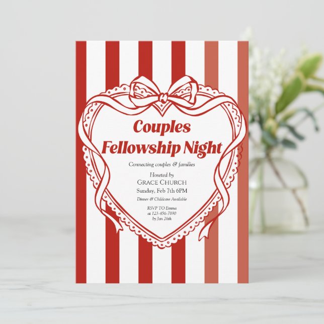 Convite Noite de Comunhão de Casais Evento da Igreja (Em pé/Frente)
