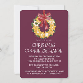 Convite Noite de Cookie com fundo de ameixa profunda