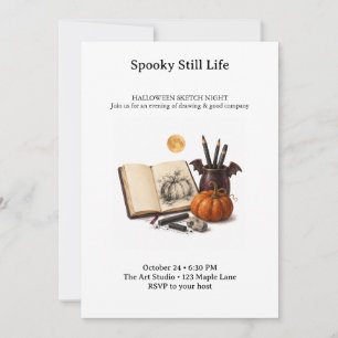Convite Noite de Esboço de Halloween de Vida Morta Assusta
