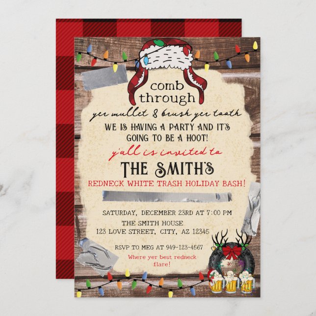 Convite Noite de Feriado Branco do Redneck (Frente/Verso)