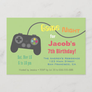Convite Noite de Festa de Videojogos com Controlo de Jogo