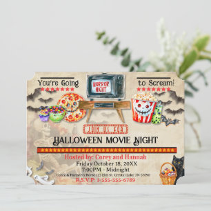 Convite Noite de Filme de Halloween