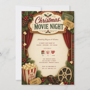 Convite Noite de Filme de Natal Festa de Férias de Natal