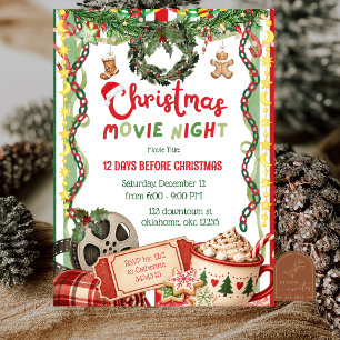 Convite Noite de Filme de Natal Quirky Whimsy