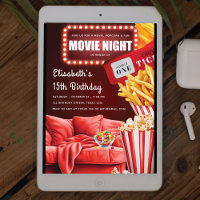 Noite de Filme Divertida Noite Vermelha Moderna